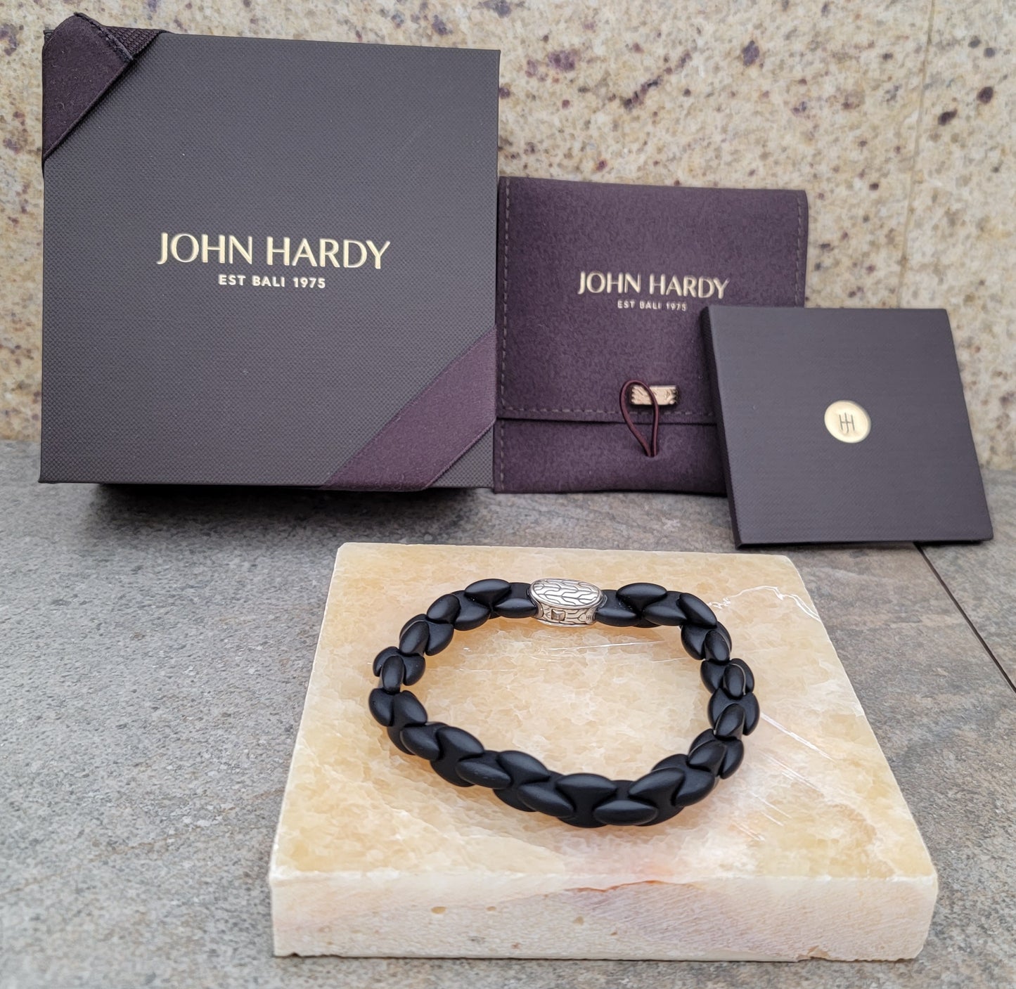 John Hardy Batu Classic Chain Silver Station On Black Agate Bracelet - DISCONTINUED