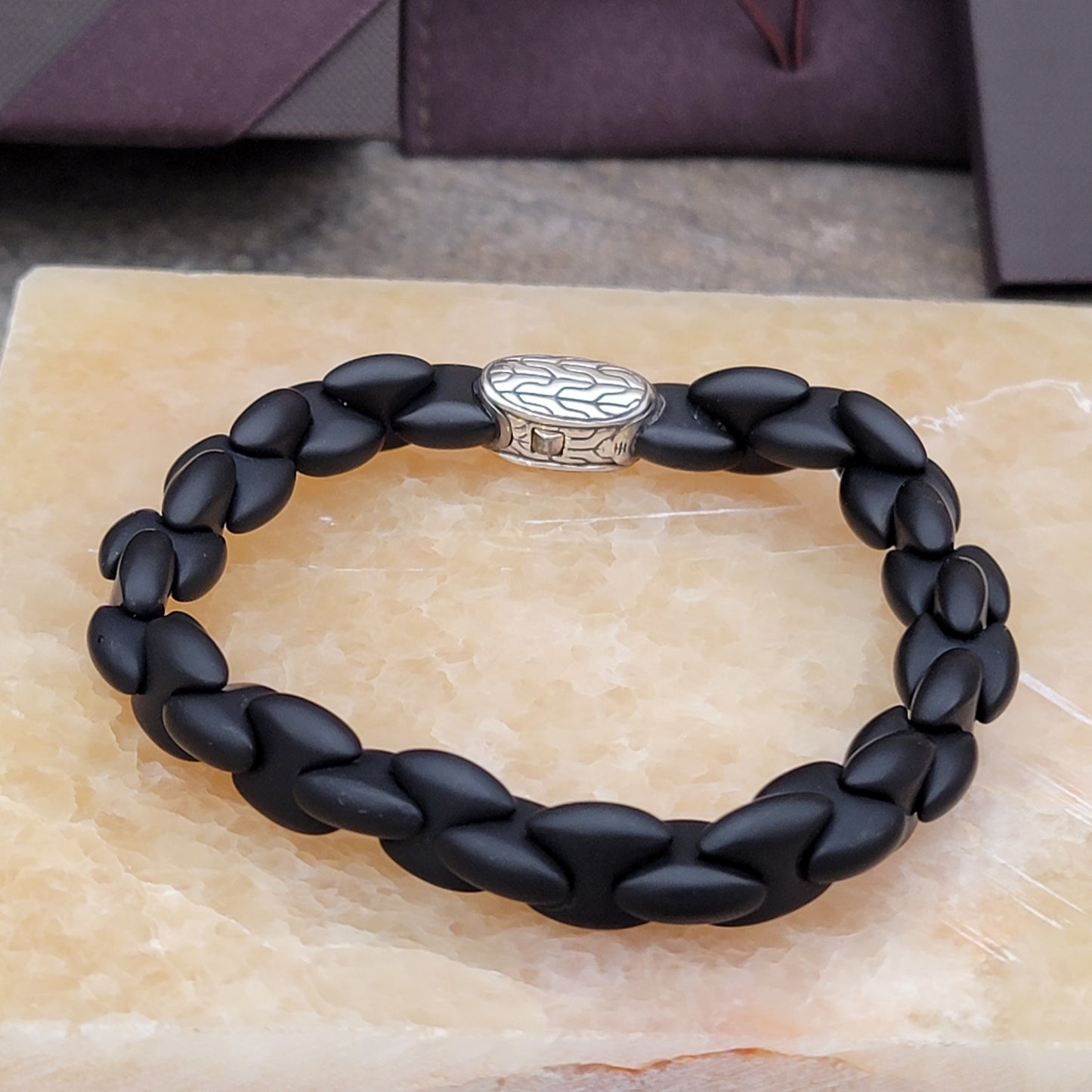 John Hardy Batu Classic Chain Silver Station On Black Agate Bracelet - DISCONTINUED