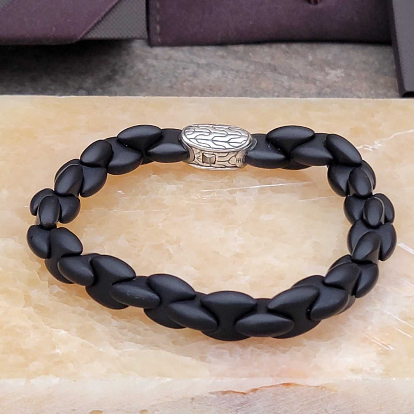 John Hardy Batu Classic Chain Silver Station On Black Agate Bracelet - DISCONTINUED