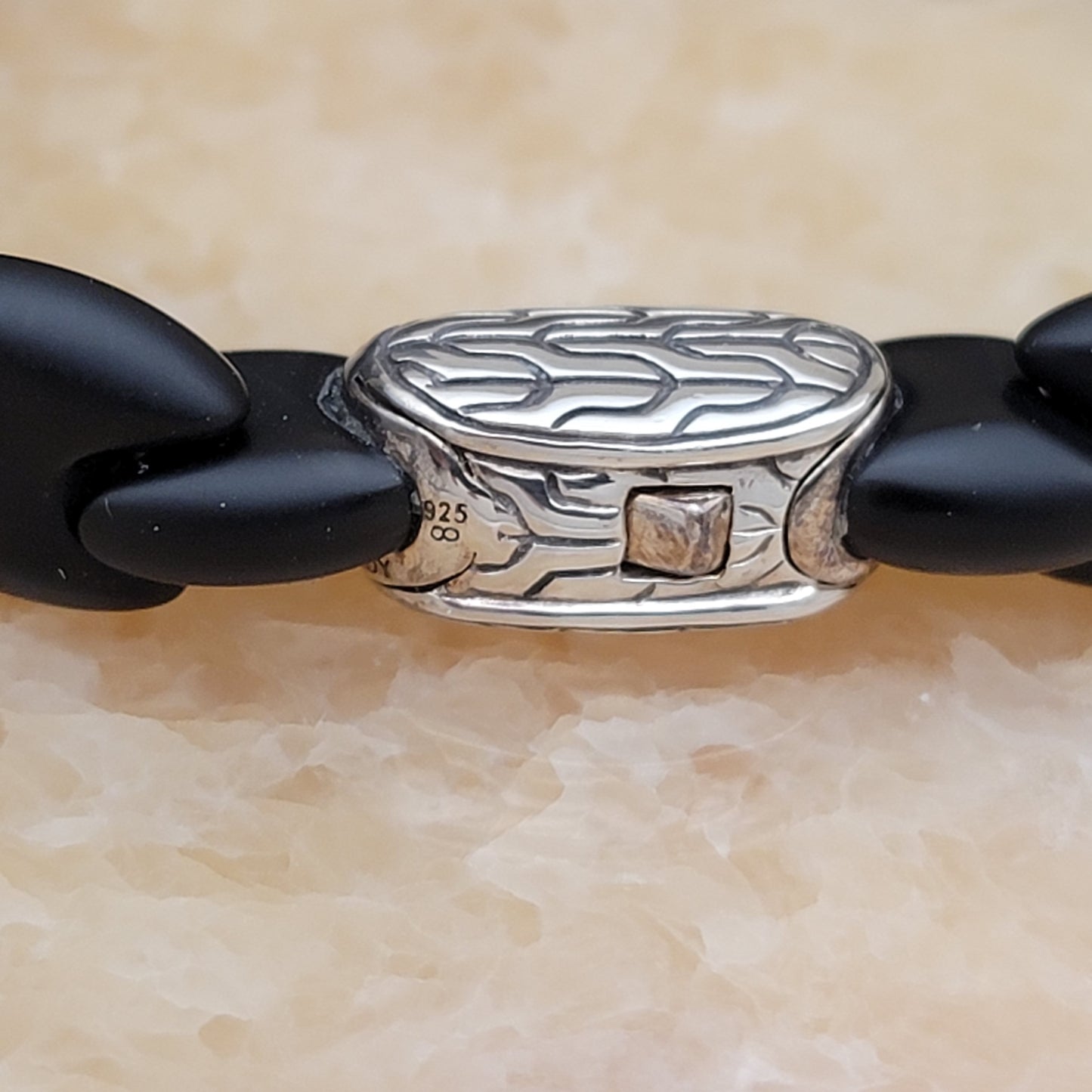 John Hardy Batu Classic Chain Silver Station On Black Agate Bracelet - DISCONTINUED