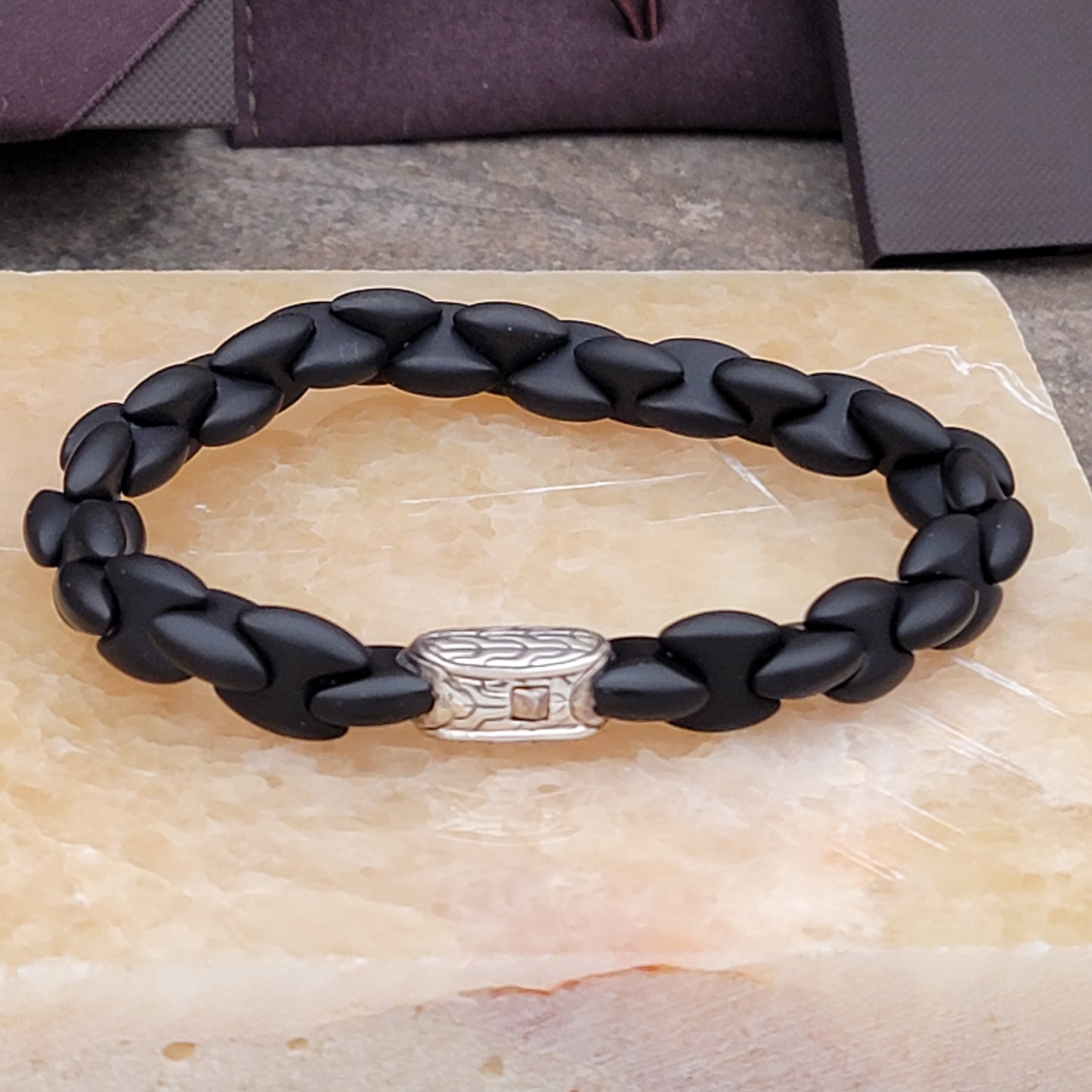 John Hardy Batu Classic Chain Silver Station On Black Agate Bracelet - DISCONTINUED