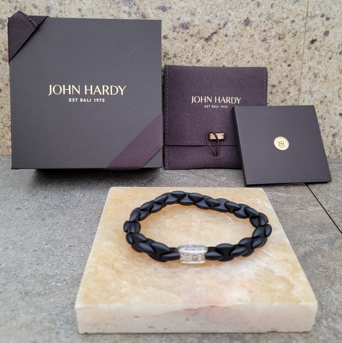 John Hardy Batu Classic Chain Silver Station On Black Agate Bracelet - DISCONTINUED