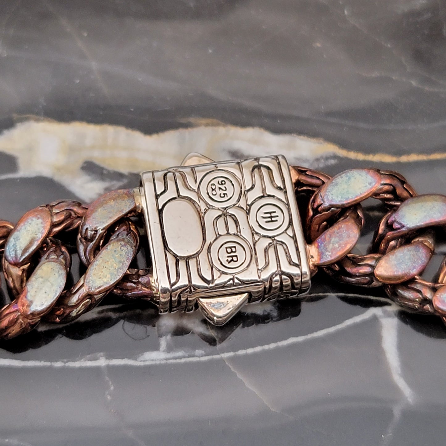 John Hardy Men's Diamond, Silver, and Bronze Links Bracelet - New with Tags