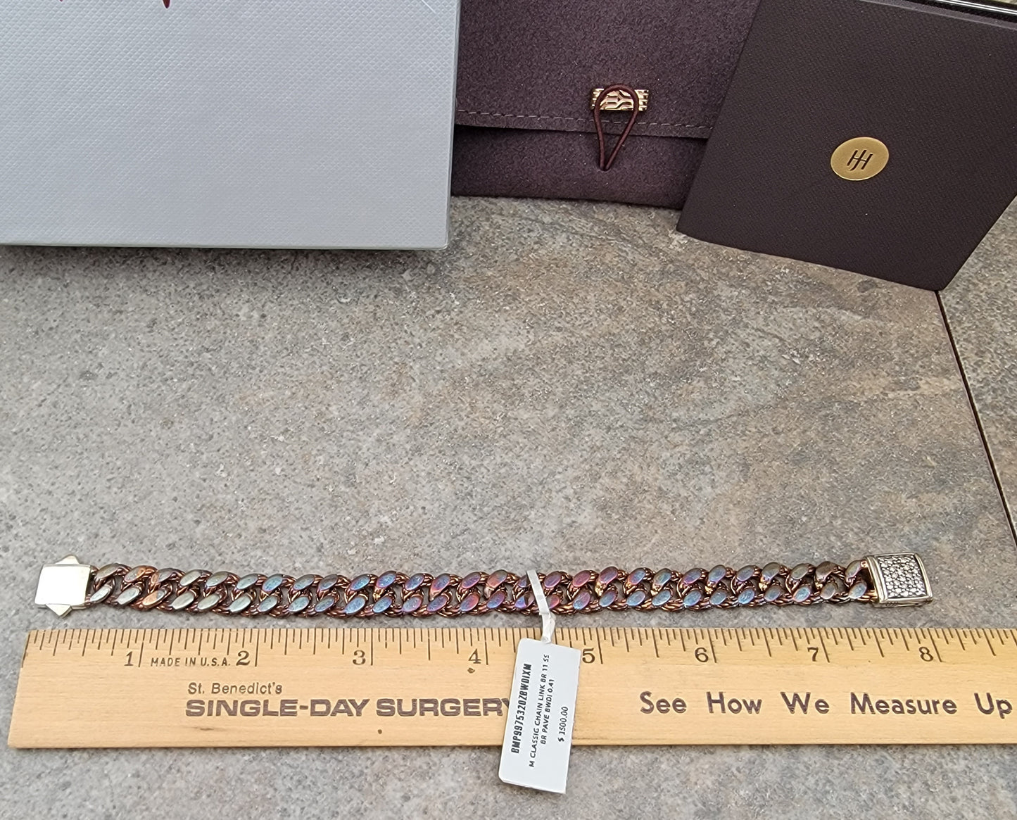 John Hardy Men's Diamond, Silver, and Bronze Links Bracelet - New with Tags