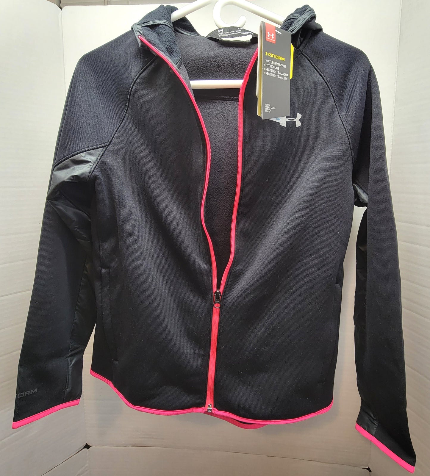 Under Armour Girls Size YLG Storm Black & Pink Jacket Retail $99.99