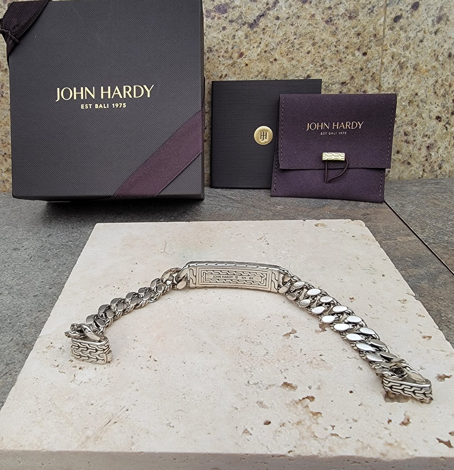 John Hardy Men's Hammered Bronze and 925 Silver Links Bracelet - New with Box