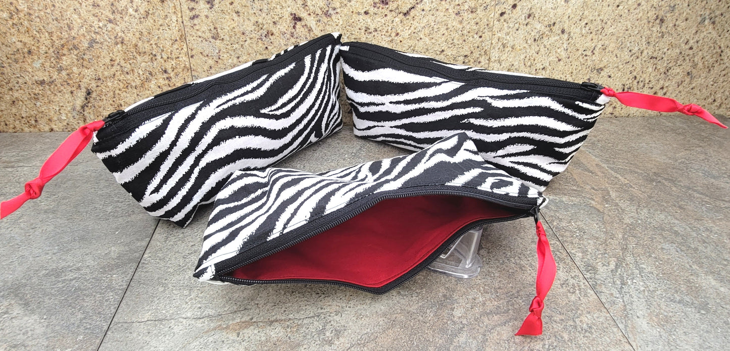 Super Cute Hand Made In The U.S.A. Zebra Print Tote Bag Red Lining - 2 Sizes