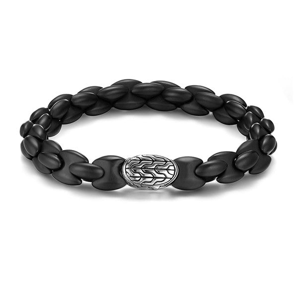 John Hardy Batu Classic Chain Silver Station On Black Agate Bracelet - DISCONTINUED