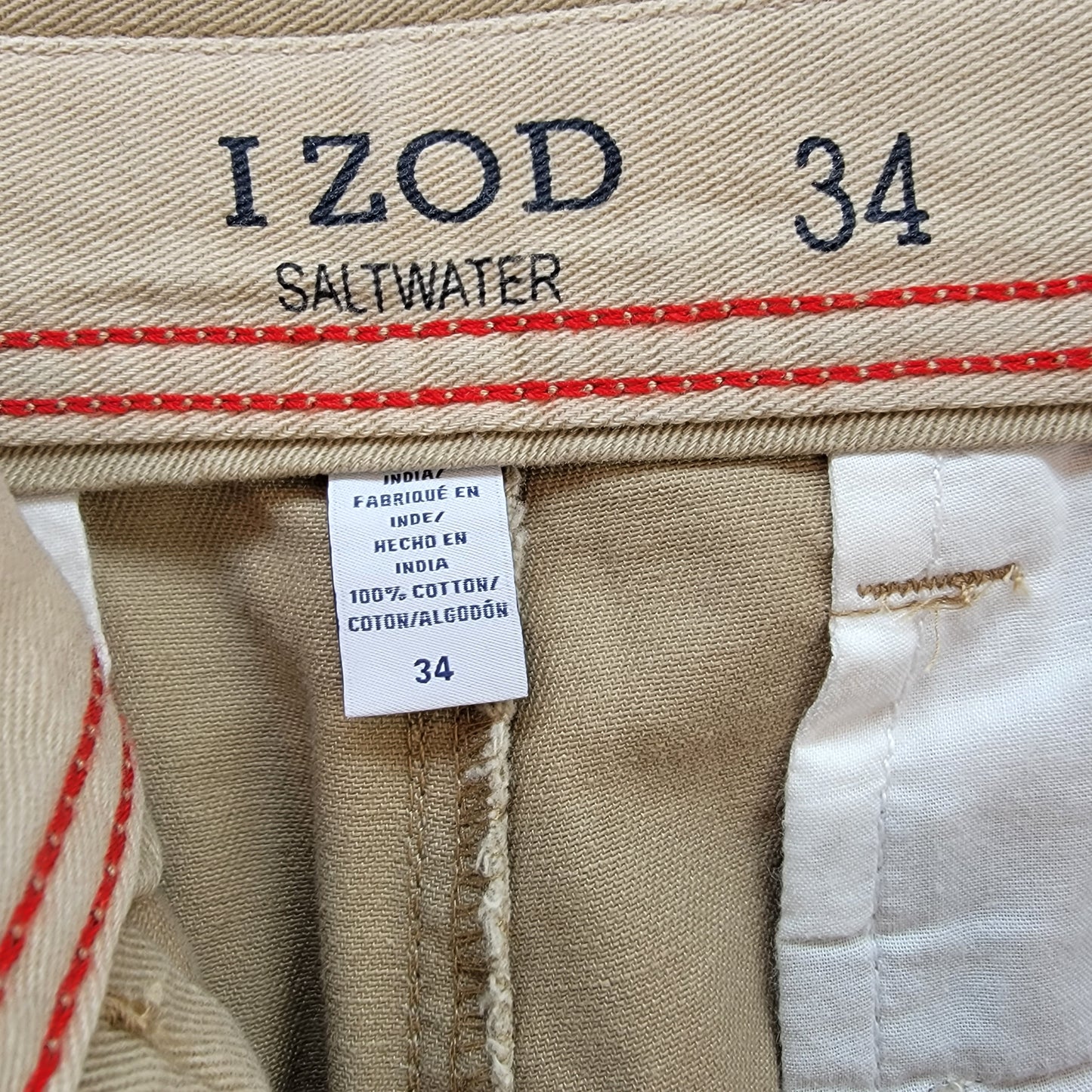 Izod Saltwater Men's Shorts Color Cedarwood Khaki Size 34 Retail $48
