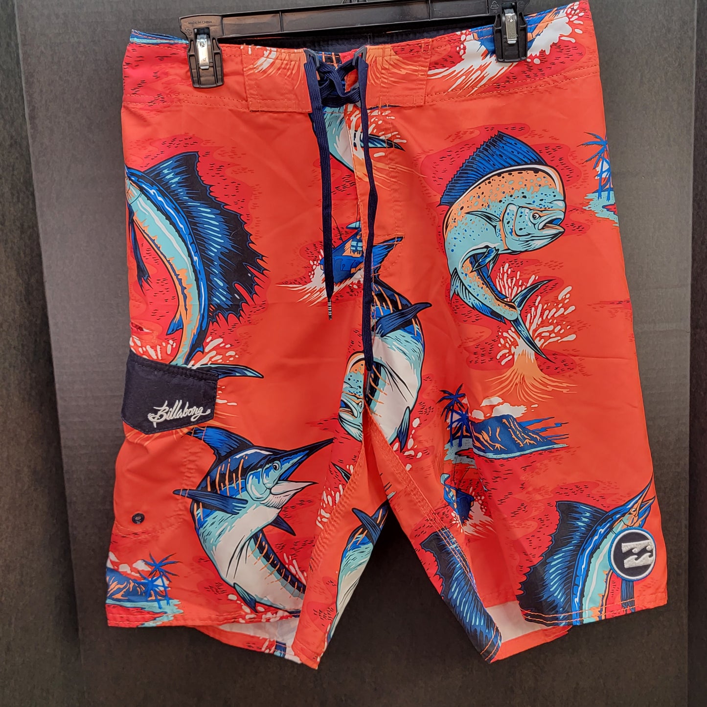 Billabong Men's Board Shorts Orange with Fish Size 32 Retail $49.50
