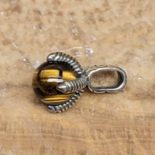 John Hardy Men's Eagle Claw 925 Sterling Silver Necklace Brown Tiger Eye Pendant