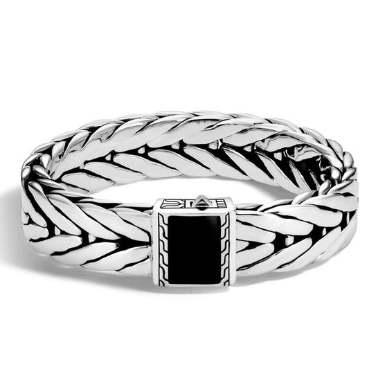 John Hardy Men's Classic Chain Onyx 925 Silver Bracelet - New with Box
