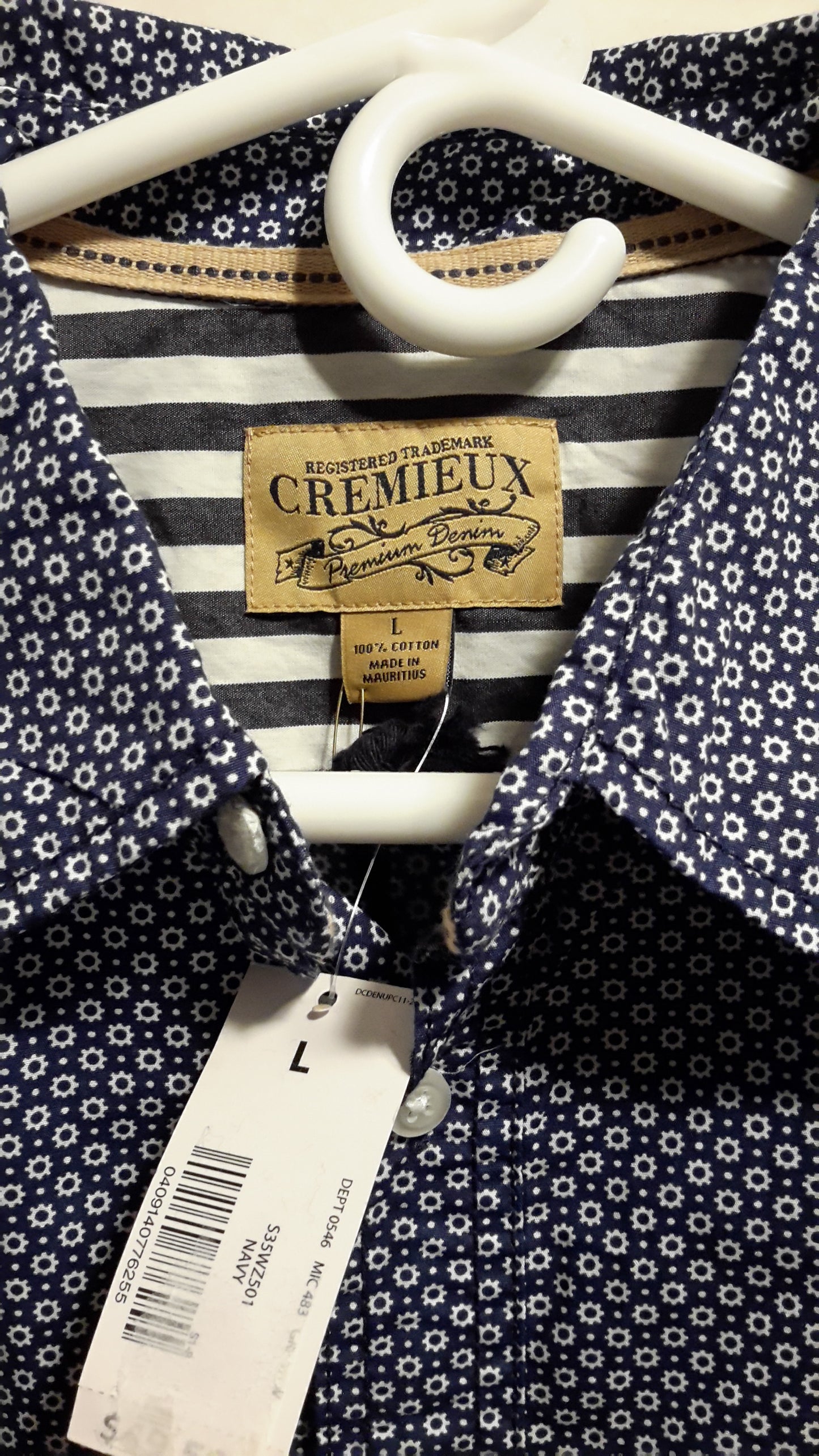 Daniel Cremieux Men's Large Short Sleeve Button Down Shirt Navy