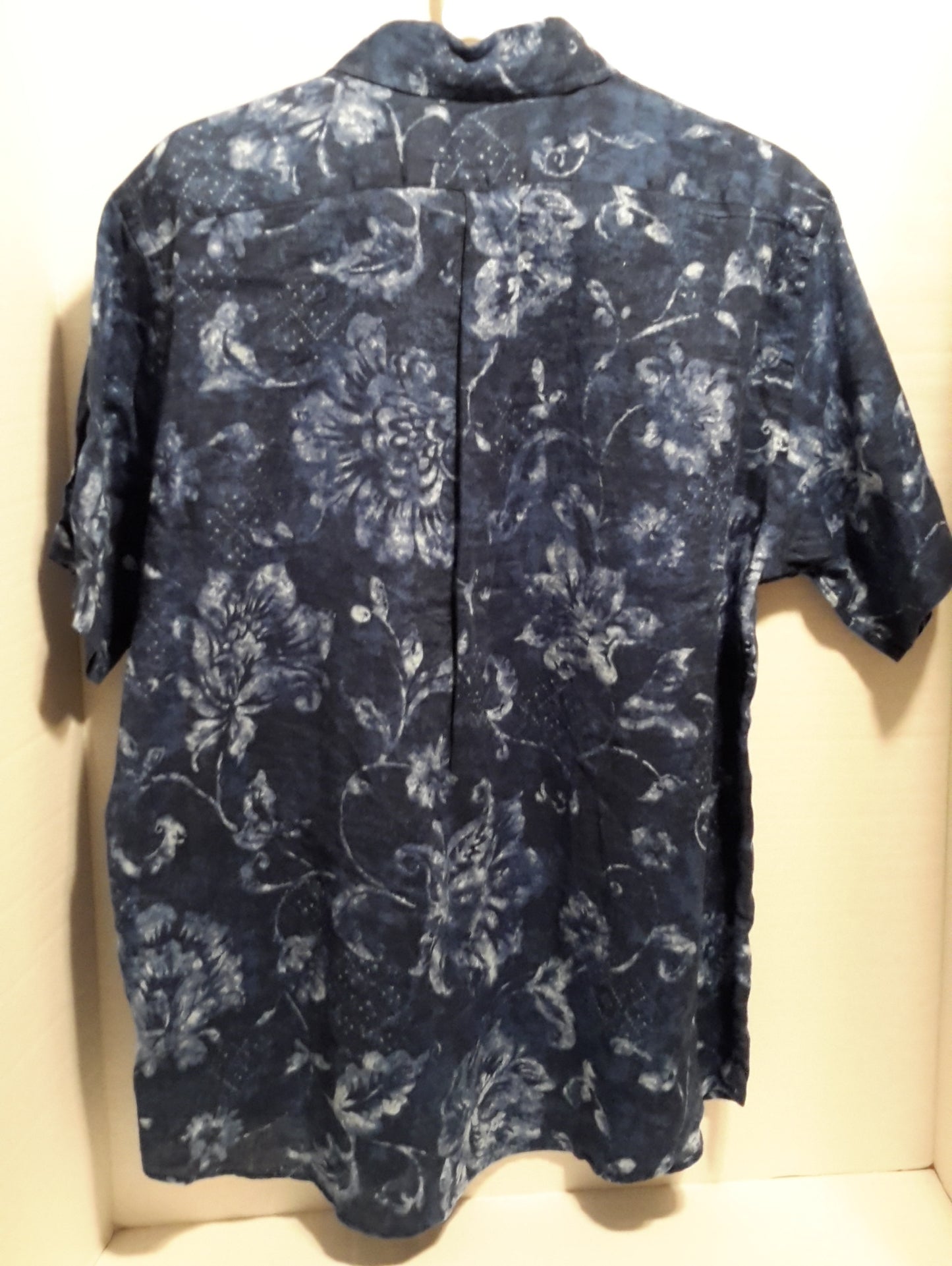 Daniel Cremieux Men's Large Short Sleeve Button Down Shirt Navy Floral