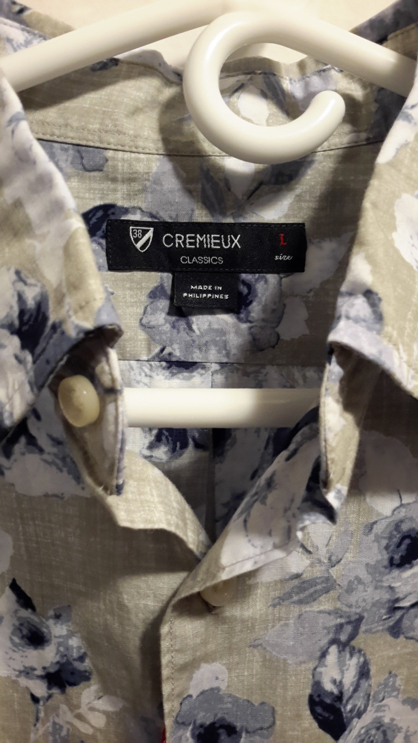 Daniel Cremieux Men's Large Short Sleeve Button Down Shirt Grey Floral