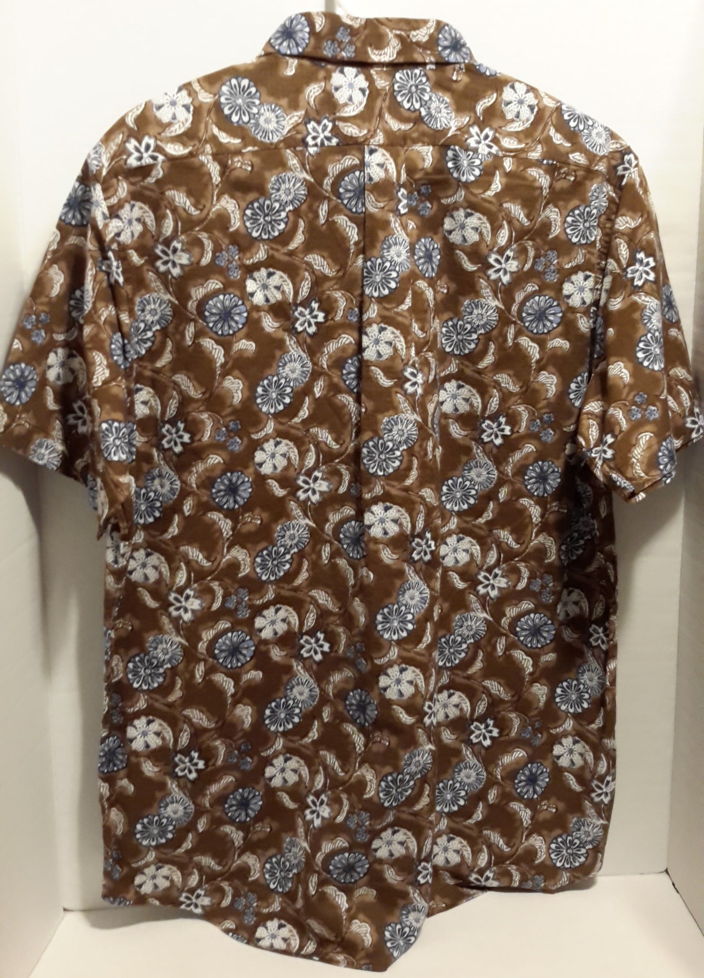 Daniel Cremieux Men's Large Short Sleeve Button Down Shirt Brown Floral