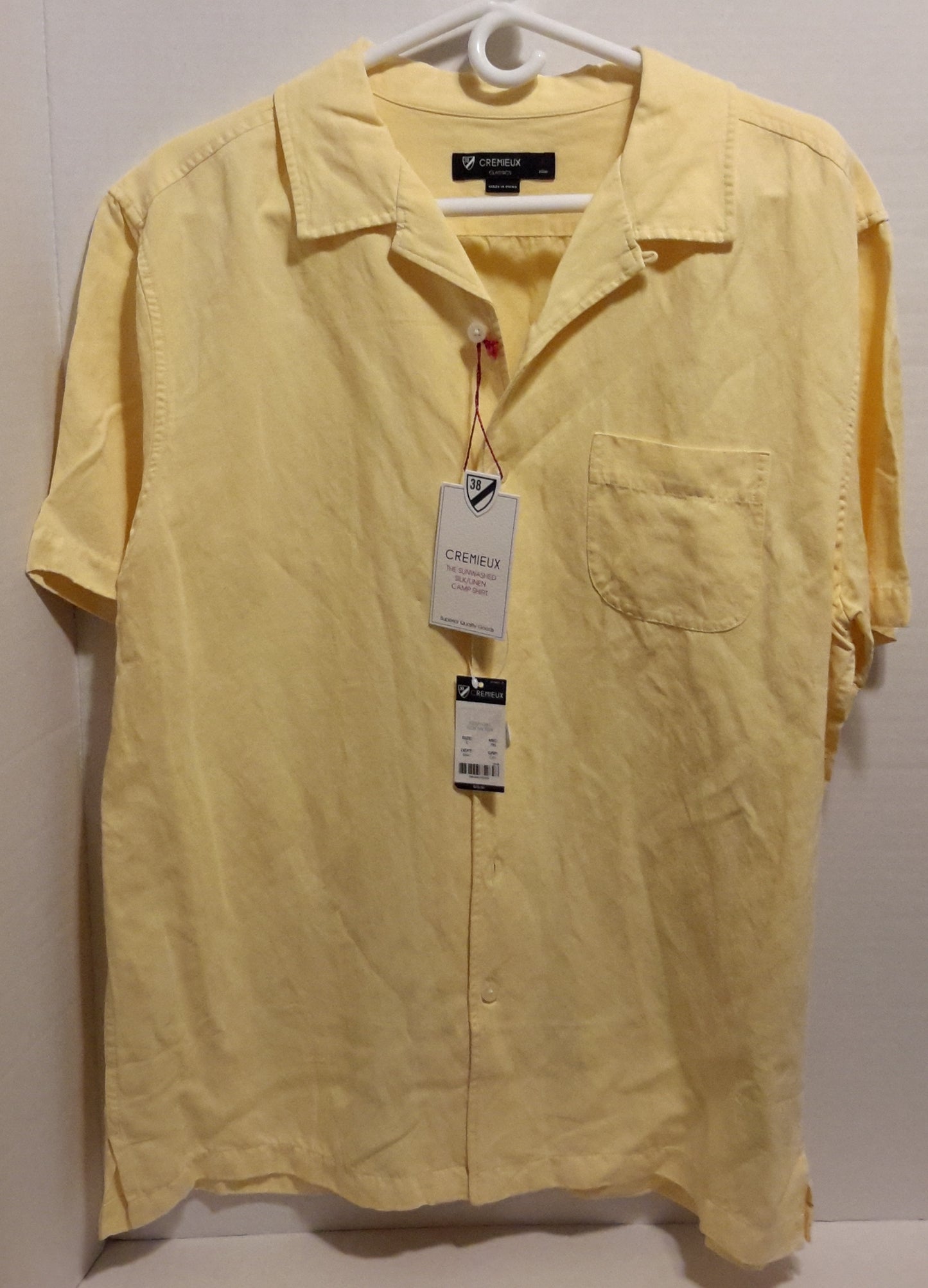 Daniel Cremieux Men's Large Short Sleeve Button Down Shirt Yellow