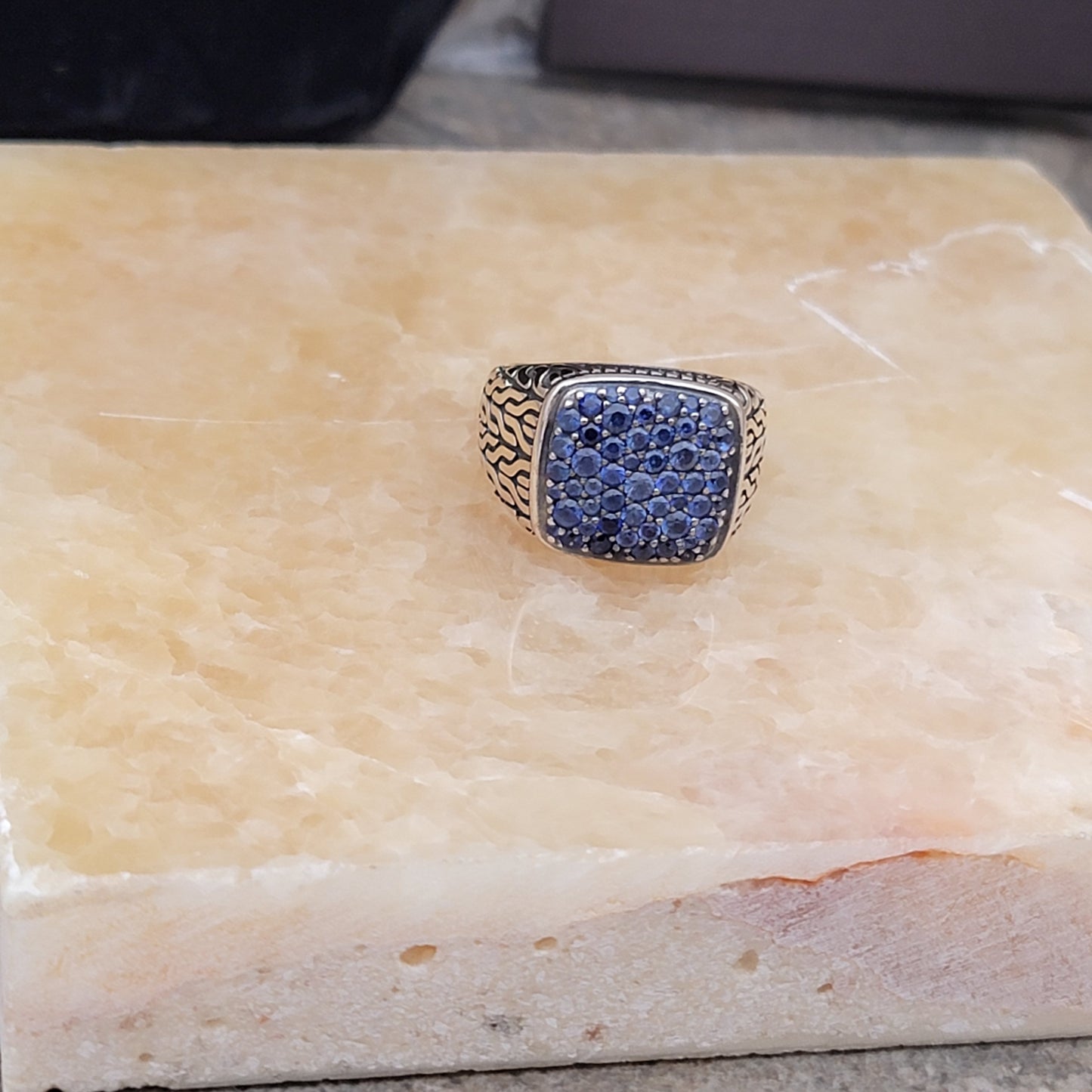 John Hardy Men's Sterling Silver Blue Sapphire Signet Ring, Retail $1550 - SOLD OUT!