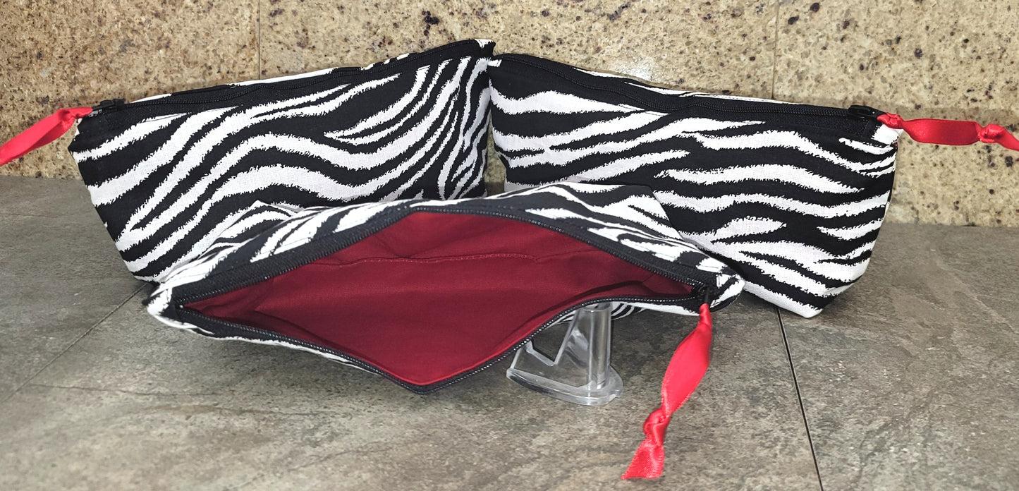 Super Cute Hand Made In The U.S.A. Zebra Print Tote Bag Red Lining - 2 Sizes