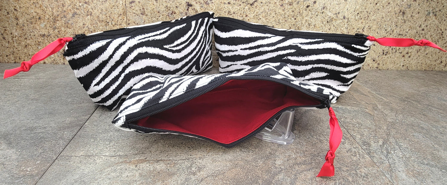 Super Cute Hand Made In The U.S.A. Zebra Print Tote Bag Red Lining - 2 Sizes