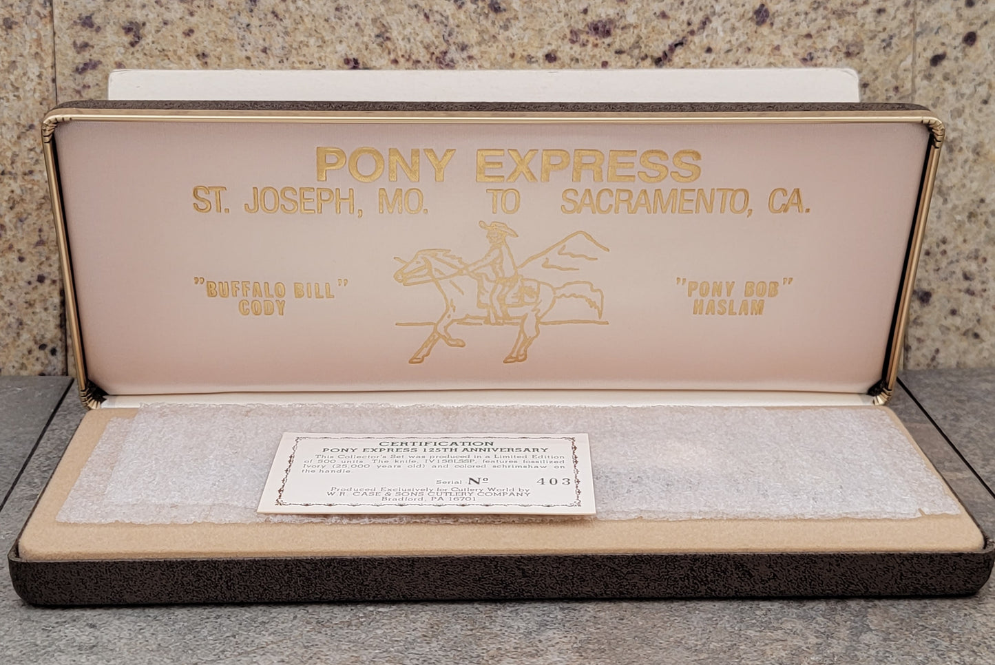 1985 Case 125th Anniversary Pony Express 25,000 YEAR OLD FOSSILIZED HANDLED SCRIMSHAWED Knife! SUPER RARE! Amazing!